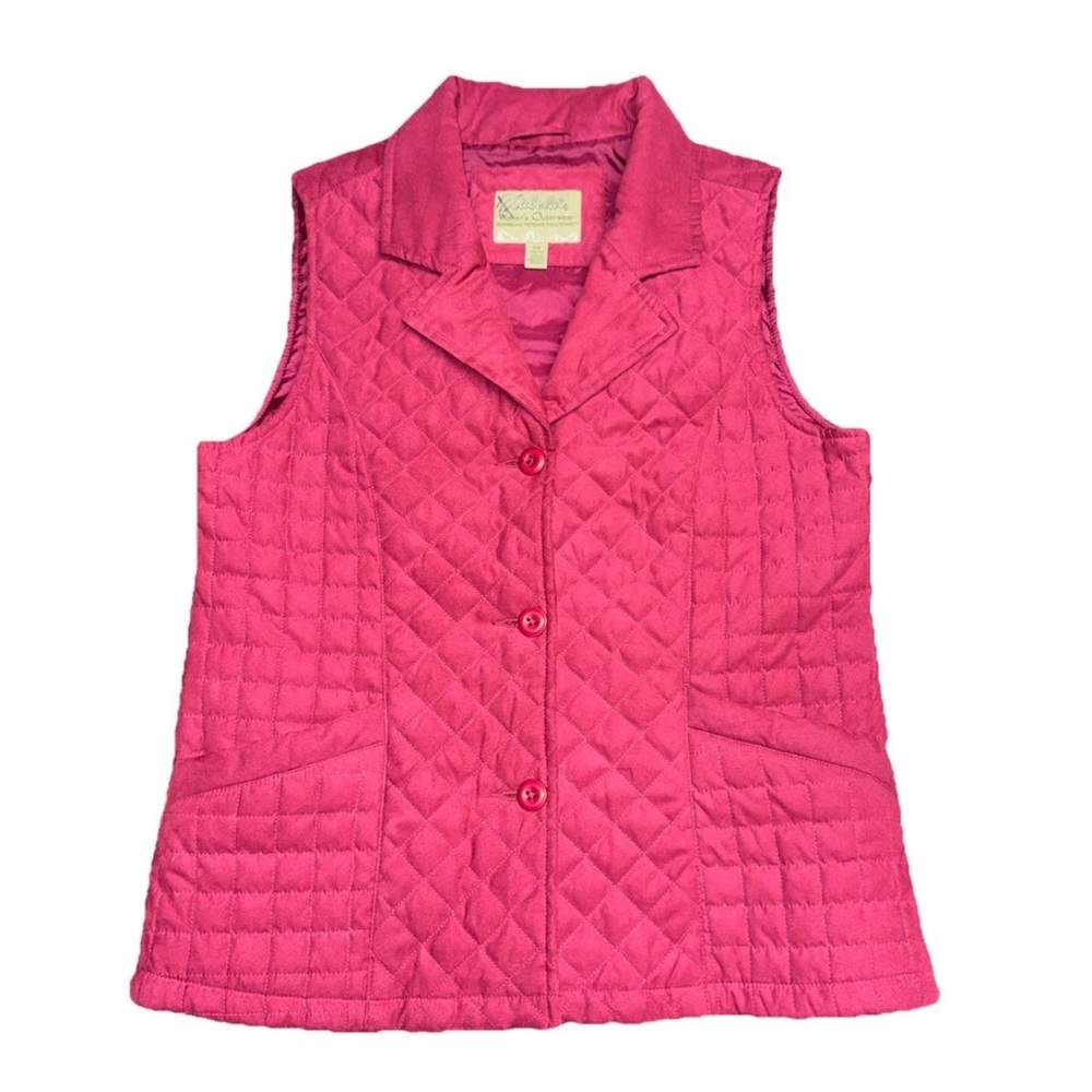 Cabela's Women's Outerwear Vest Small Cranberry Quilted Button Up Lined Outdoors